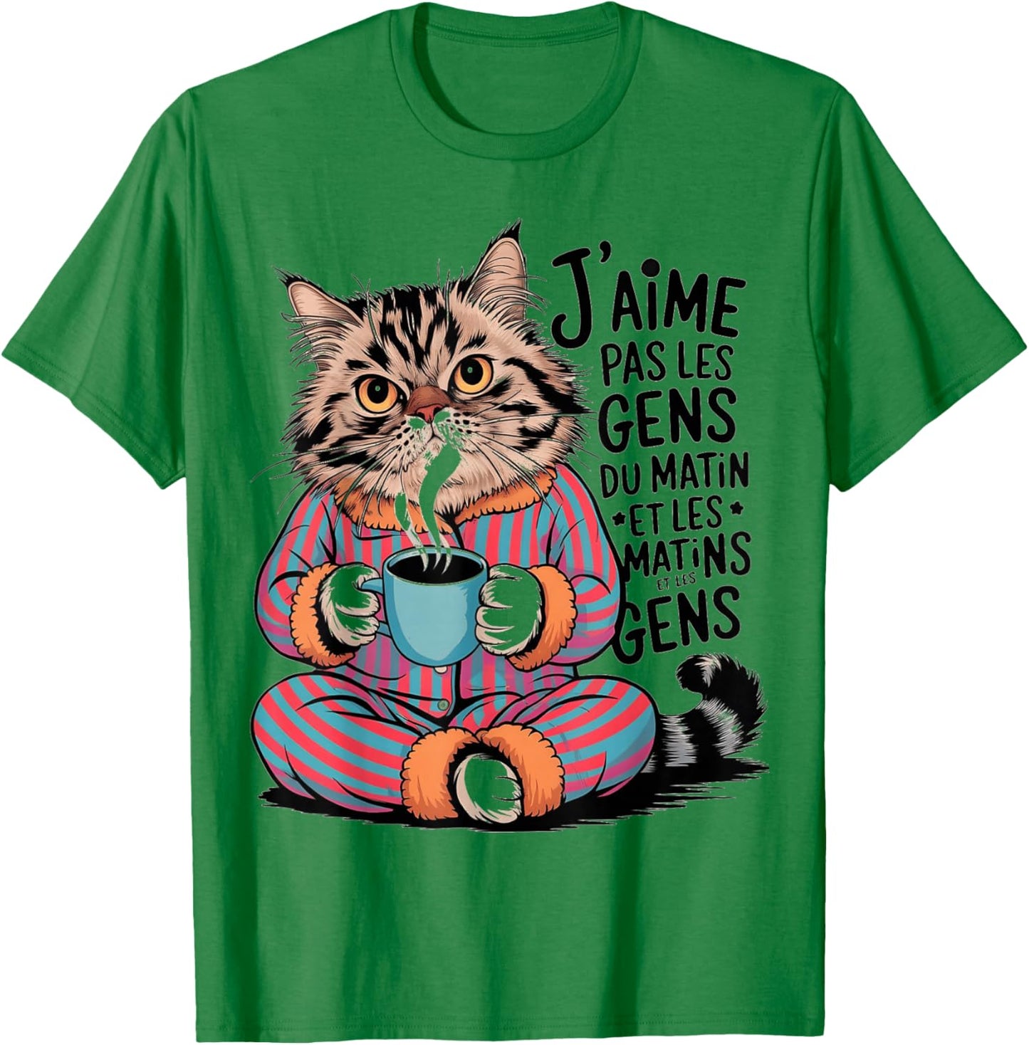 I Love Not People Cat Humor Funny Gift Coffee Morning , white, S T-Shirt - T-Shirt | Irish Green