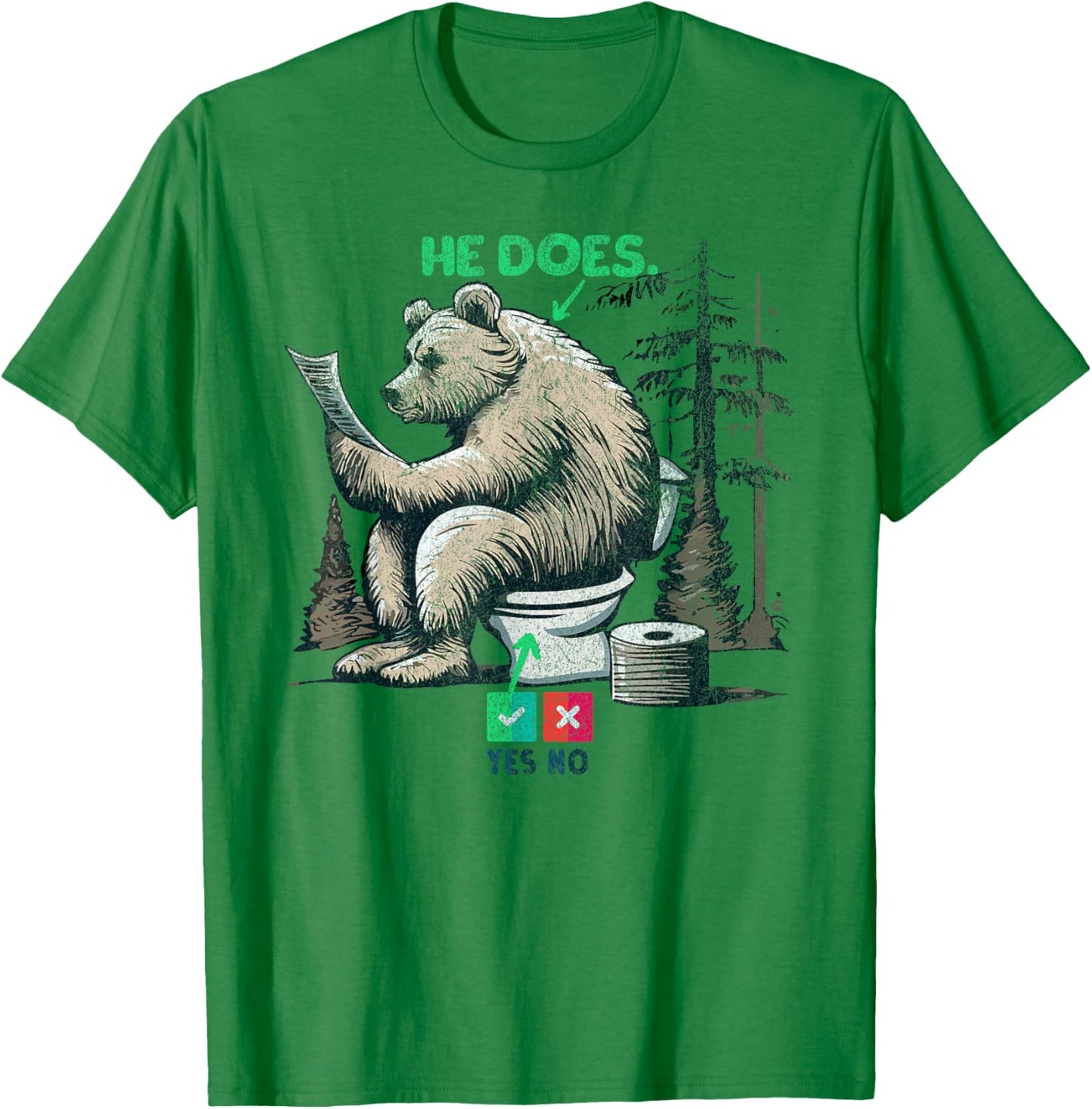 DOES A BEAR SHIT IN THE WOODS Funny Rhetorical Question T-Shirt - T-Shirt | Irish Green