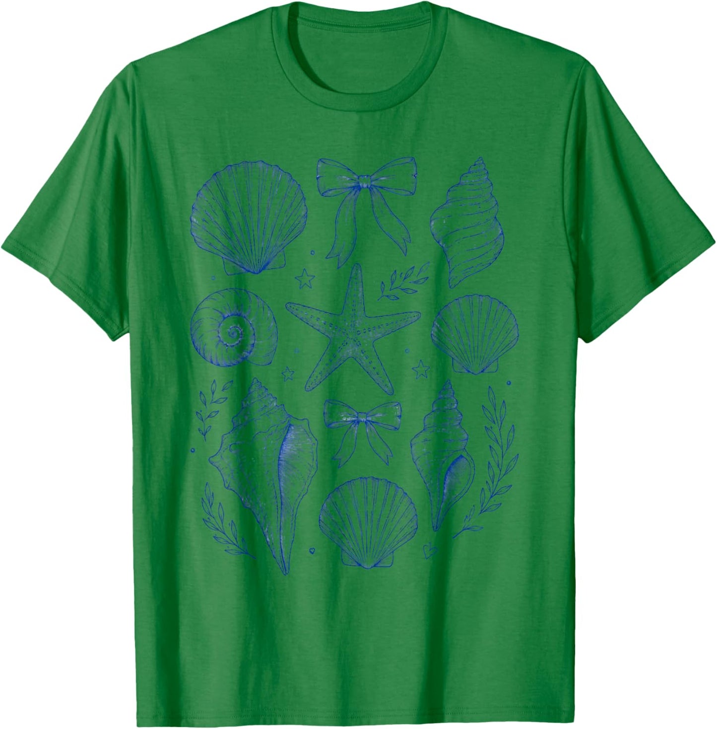 Seashell Coquette Bow Starfish Seashell Summer for Girls T-Shirt - T-Shirt | Irish Green