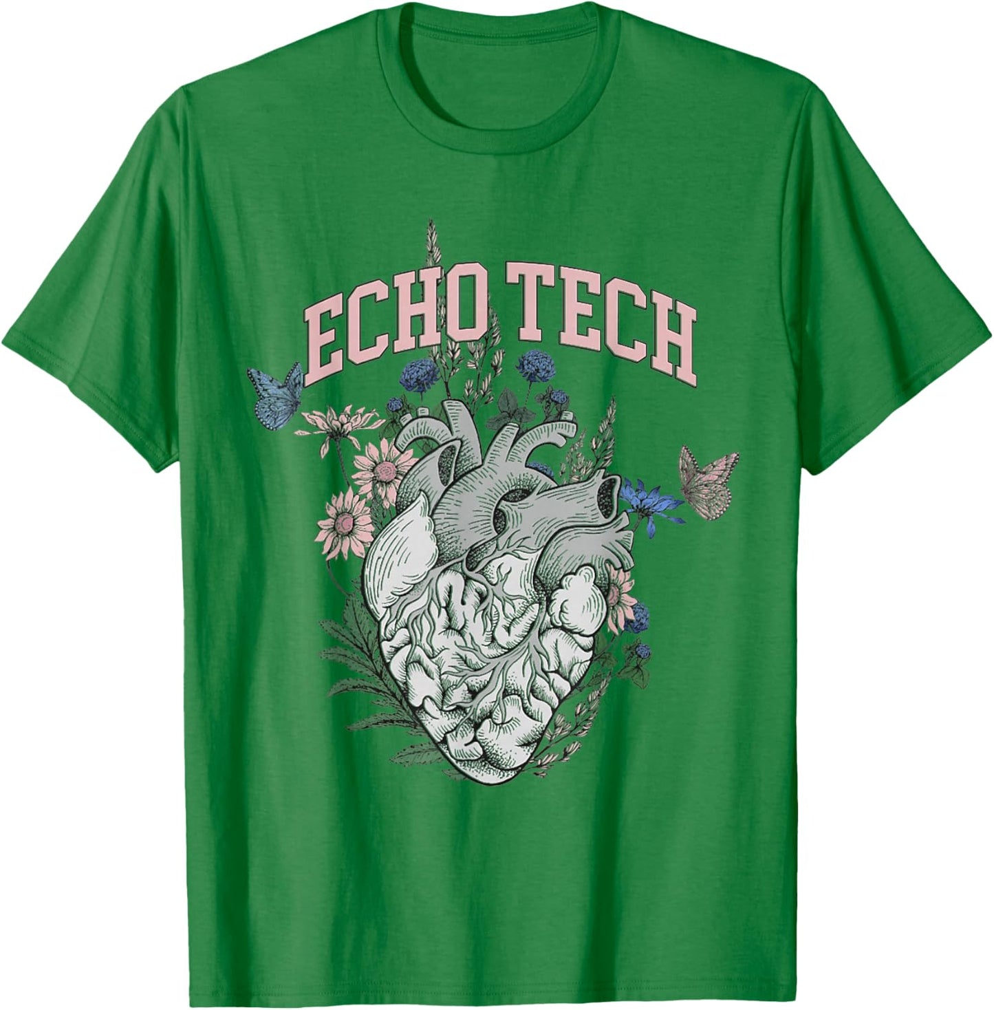 Floral rdcs anatomical heart echo tech cardiac team t ultras T-Shirt - T-Shirt | Irish Green