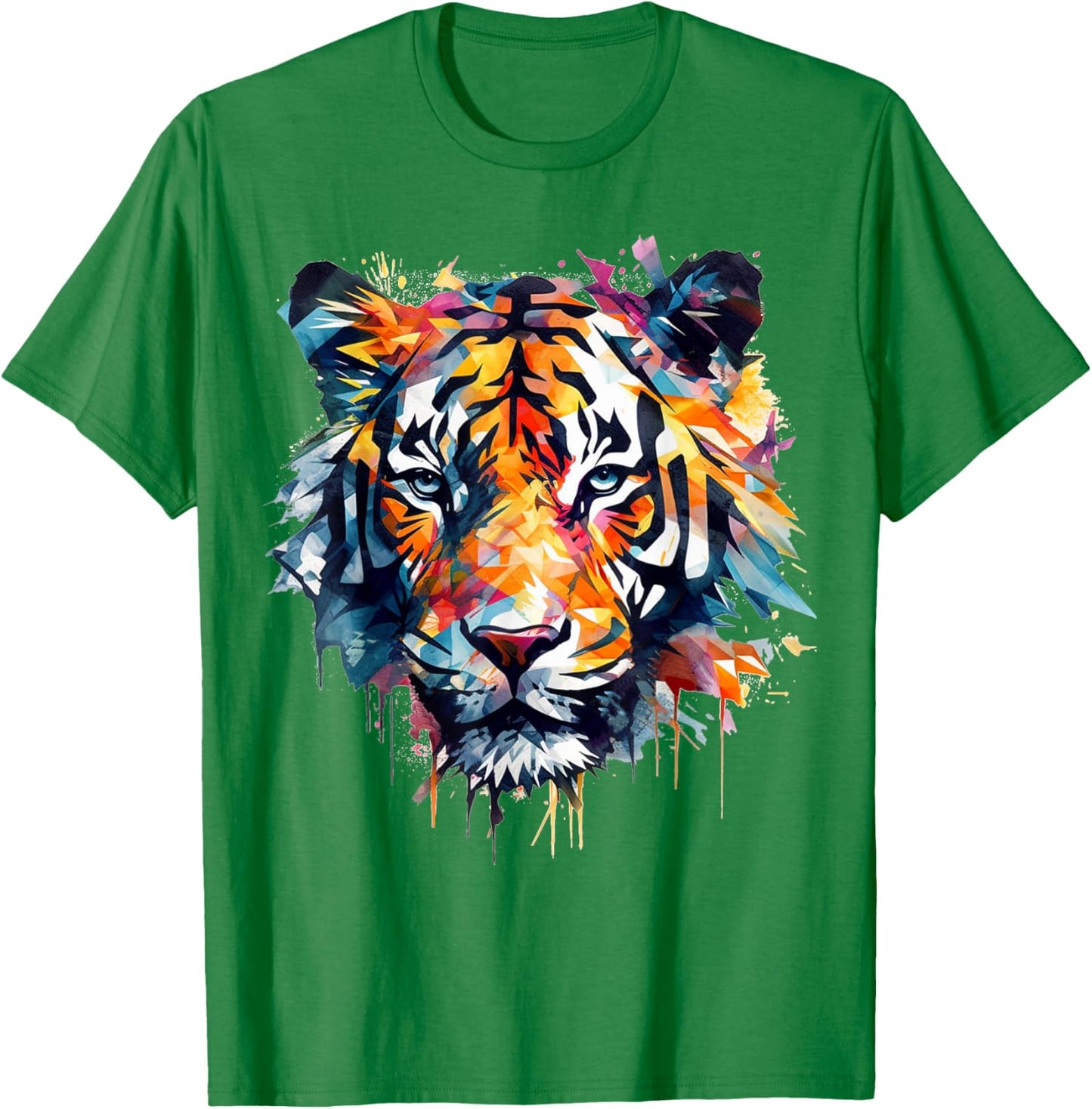 Tiger Artwork - Colourful Art Zoo Animal Tiger T-Shirt - T-Shirt | Irish Green