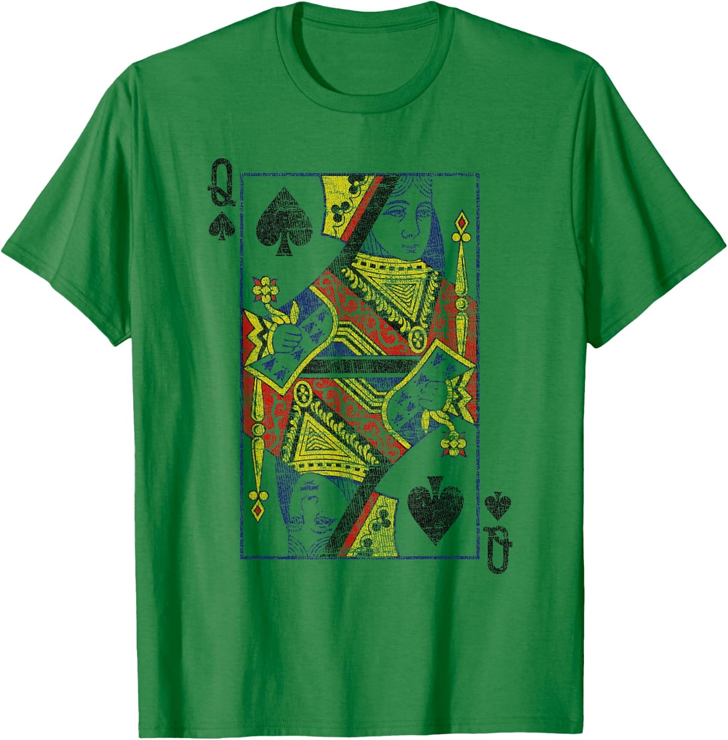 Lady of Spades Playing Cards Costume Poker Distressed T-Shirt - T-Shirt | Irish Green