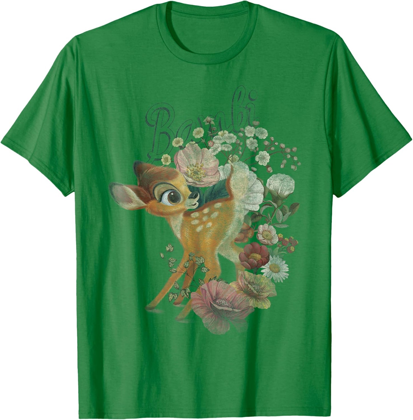 Disney Bambi Vintage Floral Poster T-Shirt - T-Shirt | Irish Green