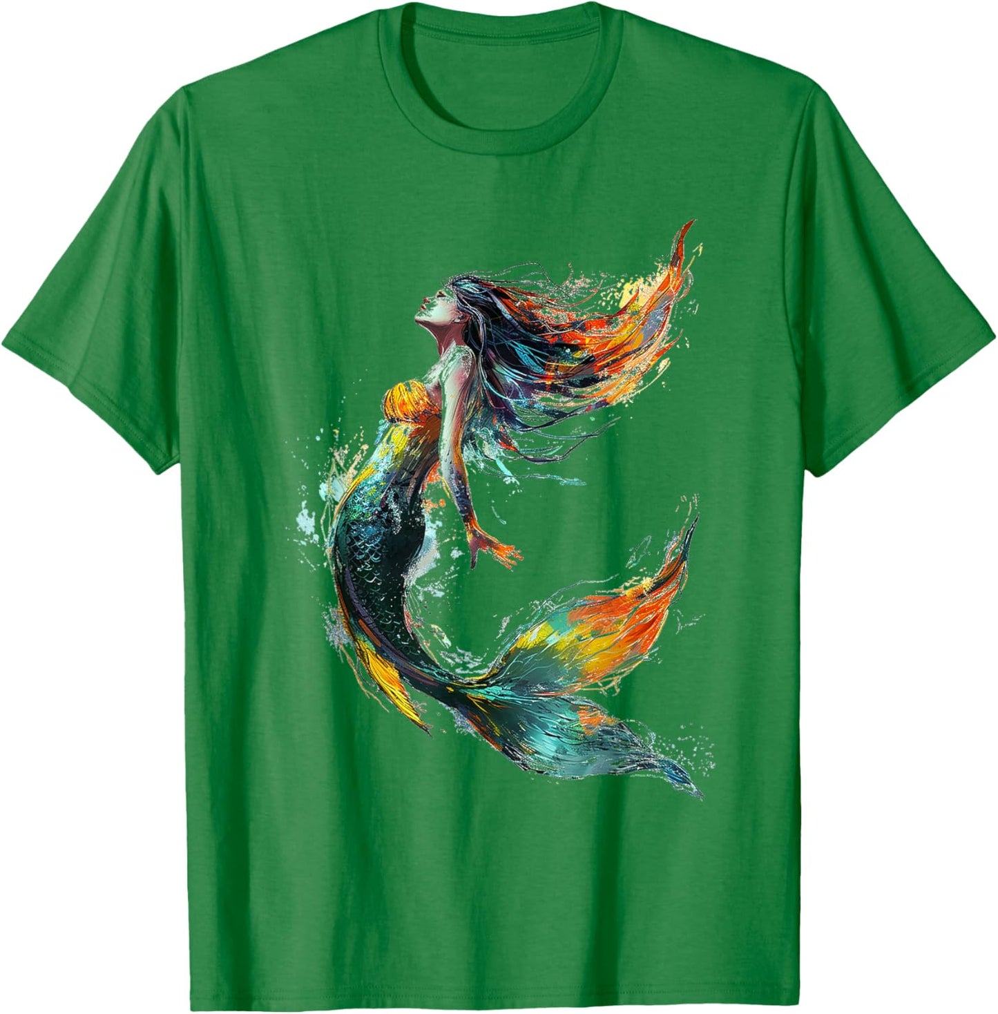 Abstract Graphic Painting Mermaid Woman Mermaid , white, S T-Shirt - T-Shirt | Irish Green