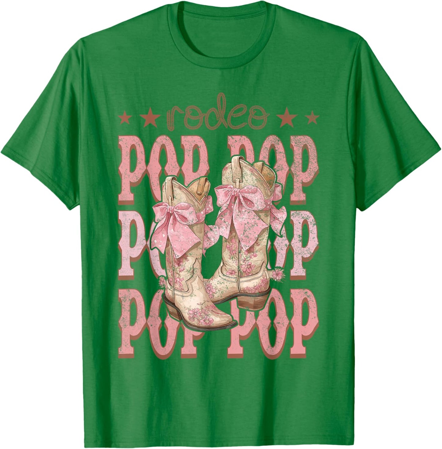 Rodeo Pop Pop Pink Boots Coquette Cow-Girl Birthday Party T-Shirt - T-Shirt | Irish Green