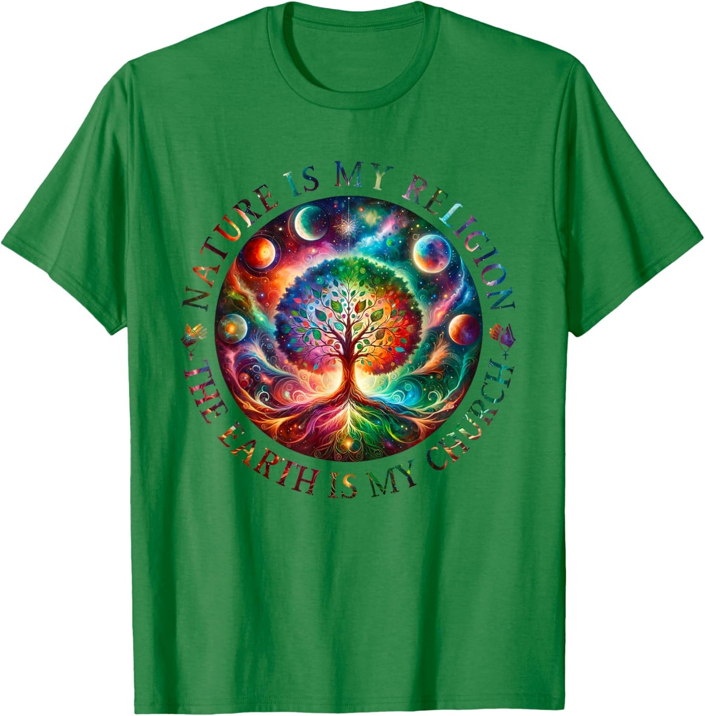 Nature Is My Religion The Earth Is My Church Mandala Tree T-Shirt - T-Shirt | Irish Green