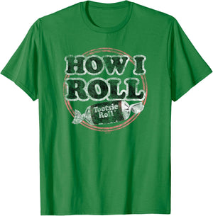 Tootsie Roll Faded How I Roll Text Logo T-Shirt - T-Shirt | Irish Green