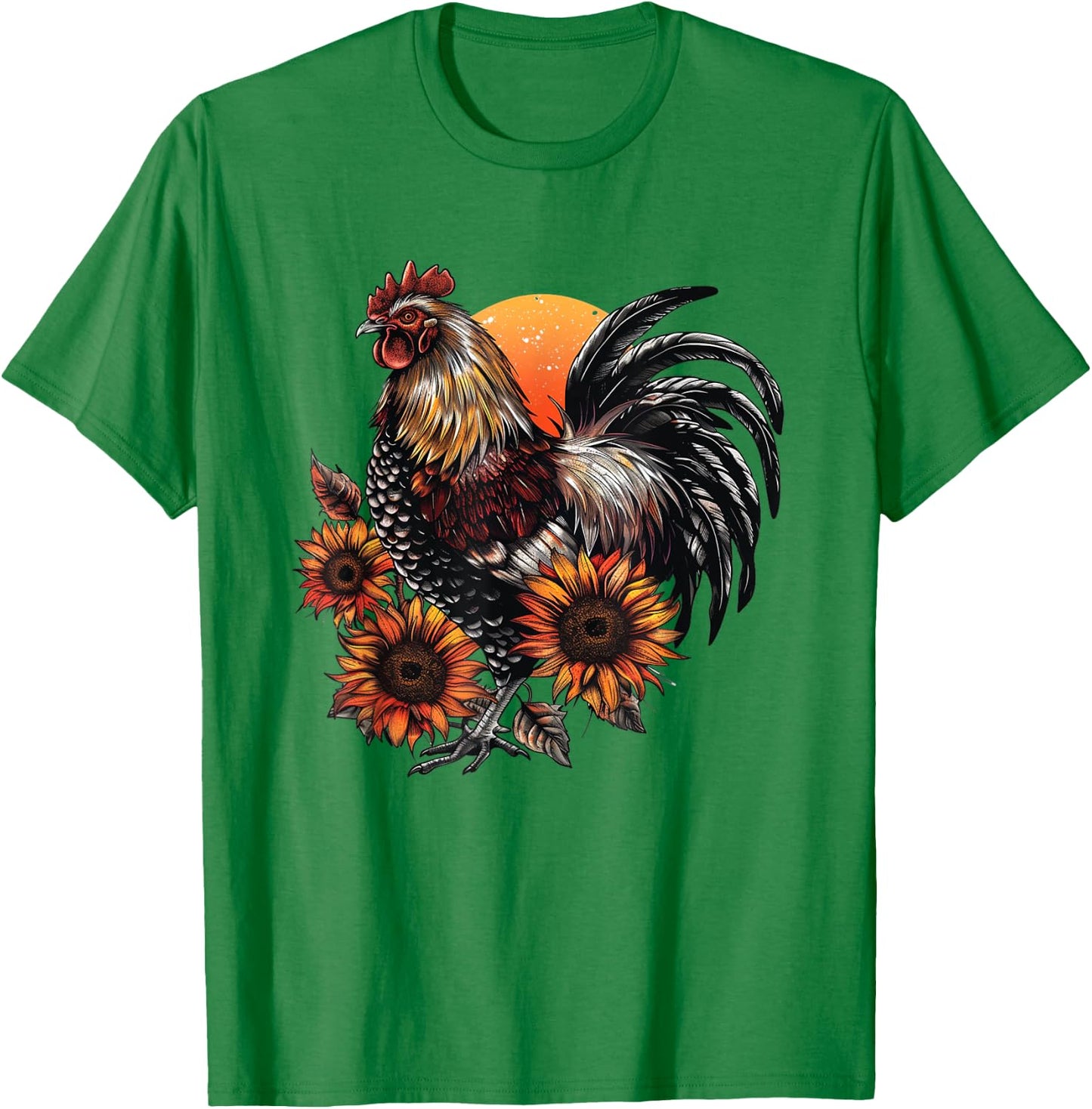 Rooster Orange Pattern Rooster Women Men T-Shirt - T-Shirt | Irish Green