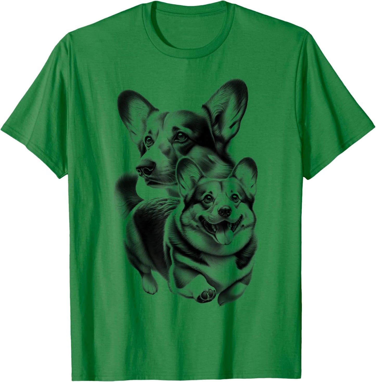Cute Corgi as a Cool Portrait T-Shirt - T-Shirt | Irish Green