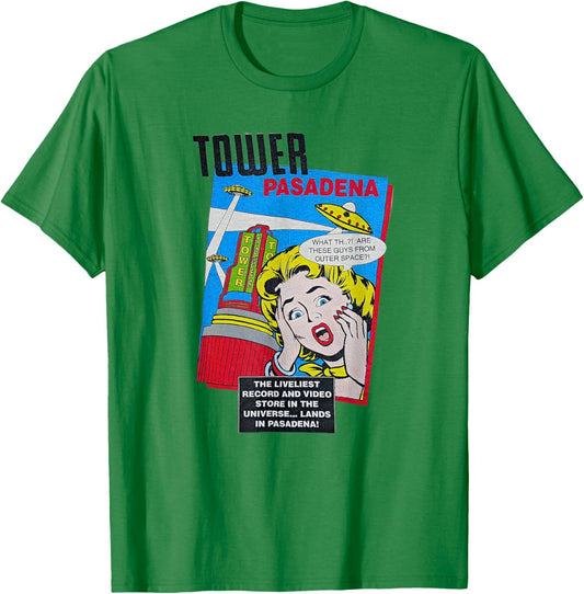 Tower Record Pasadena Retro Vintage Music T-Shirt - T-Shirt | Irish Green