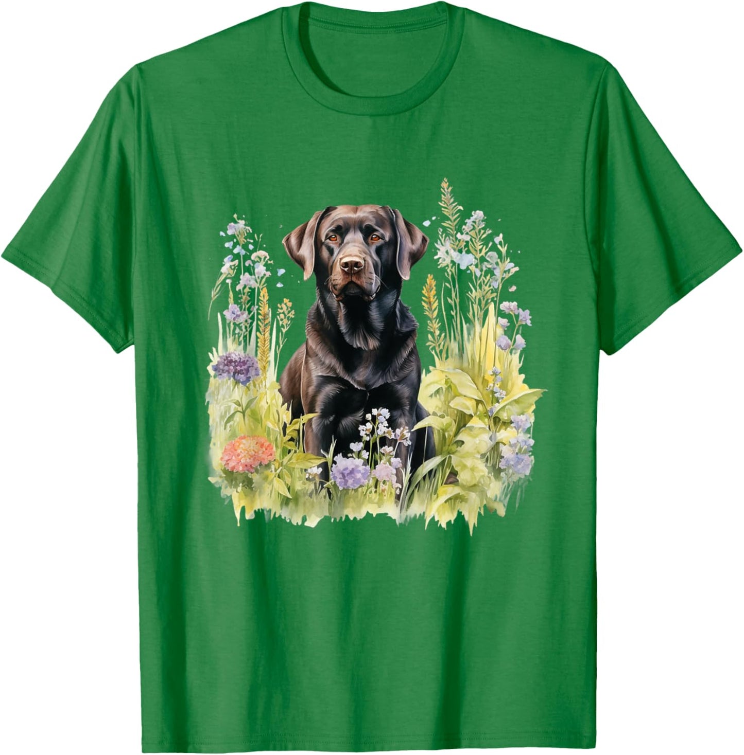 Floral Wildflower Dog Black Labrador Retriever T-Shirt - T-Shirt | Irish Green