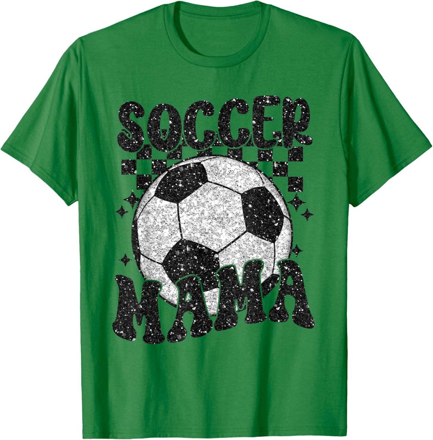 Checkered Soccer Mama Retro Soccer Mom Soccer Season T-Shirt - T-Shirt | Irish Green