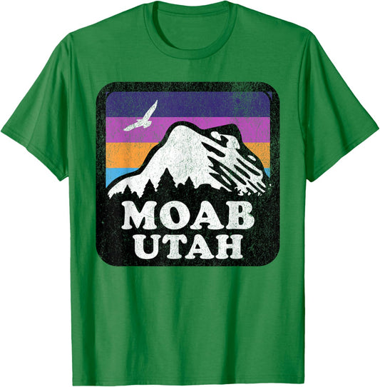 Moab Utah USA Outdoor Vintage , -Adults & Kids, Blue, Small, Short Sleeve T-Shirt - T-Shirt | Irish Green