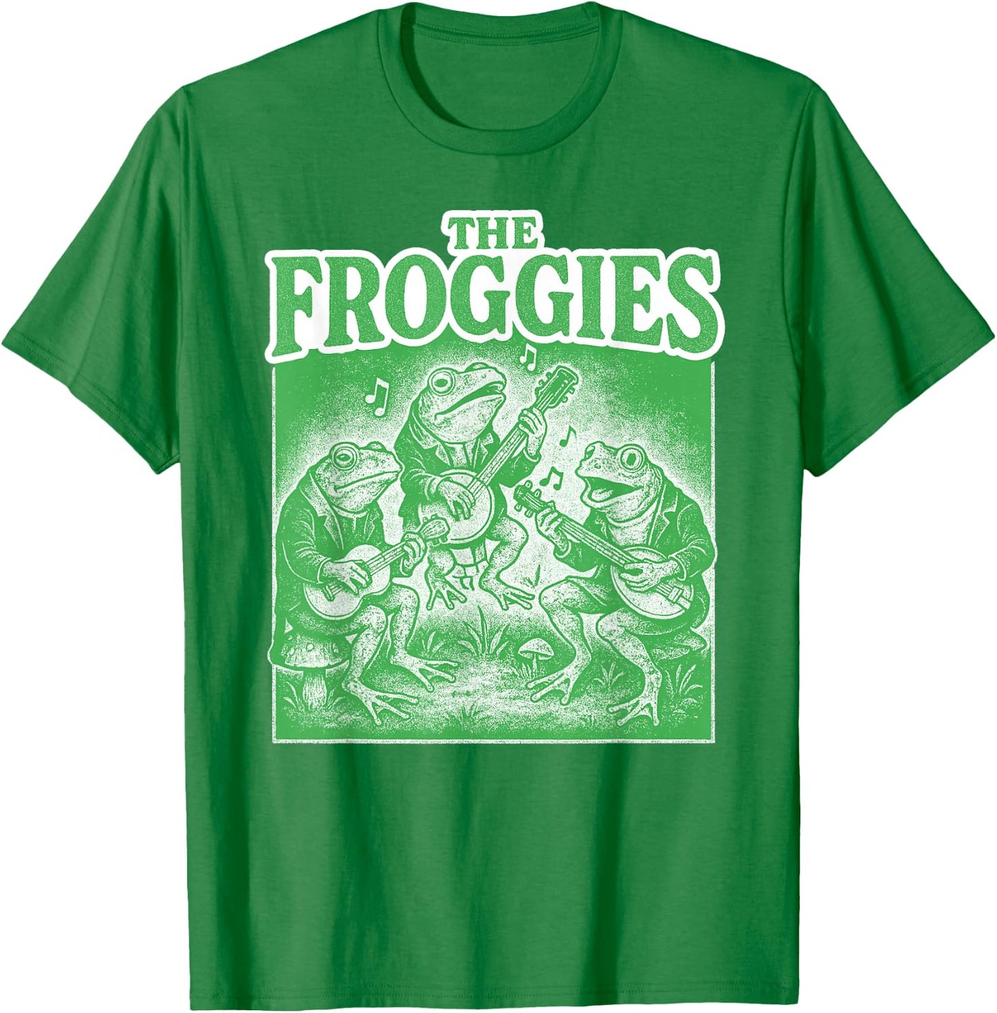The Froggies Frog Band Art - Vintage Musical Frogs T-Shirt - T-Shirt | Irish Green