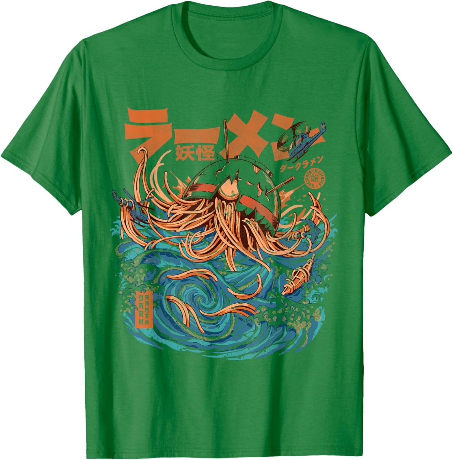 Great Ramen Kanagawa Japanese Noodles Sea Food Kaiju Ramen T-Shirt - T-Shirt | Irish Green