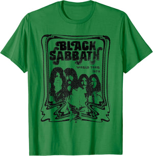 Black Sabbath Official World Tour 78 B&W T-Shirt - T-Shirt | Irish Green