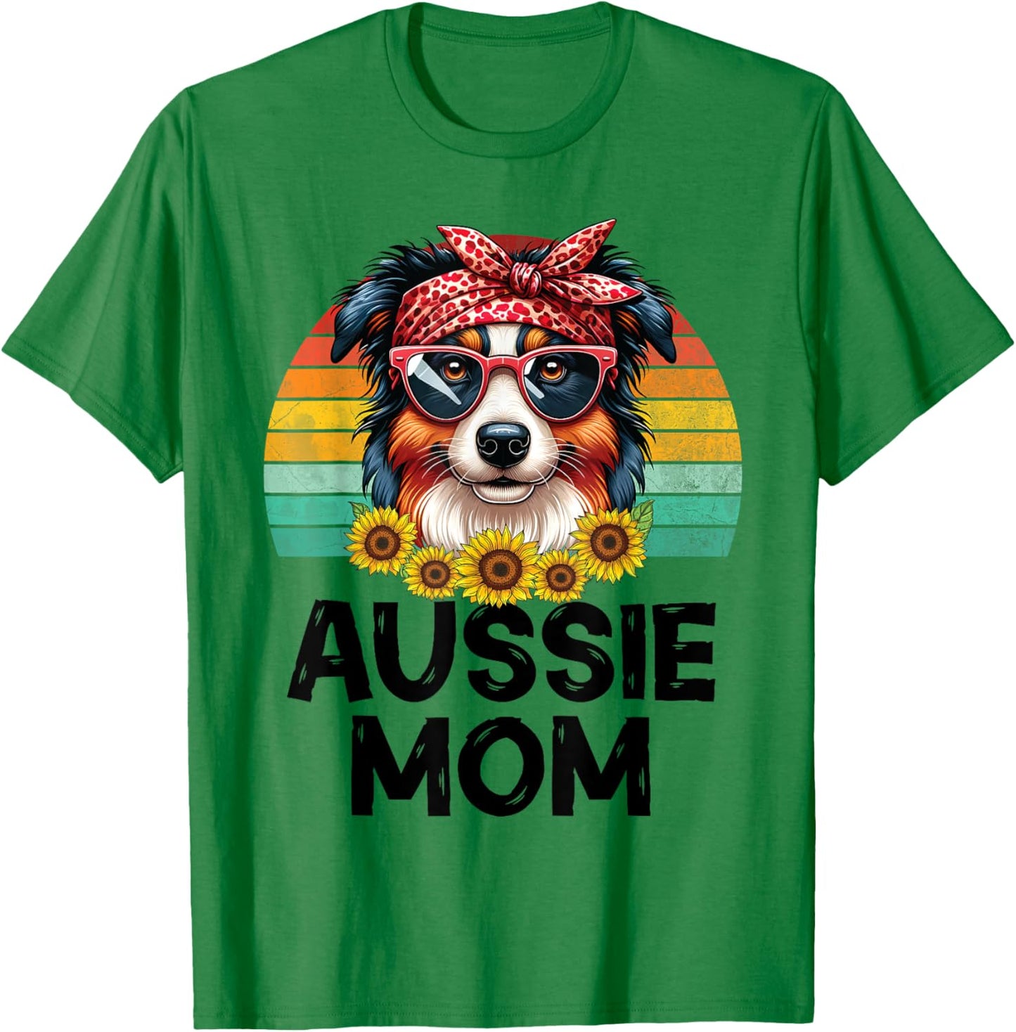 Floral Australian Shepherd Dog Mama Aussie Mom Mother's Day T-Shirt - T-Shirt | Irish Green