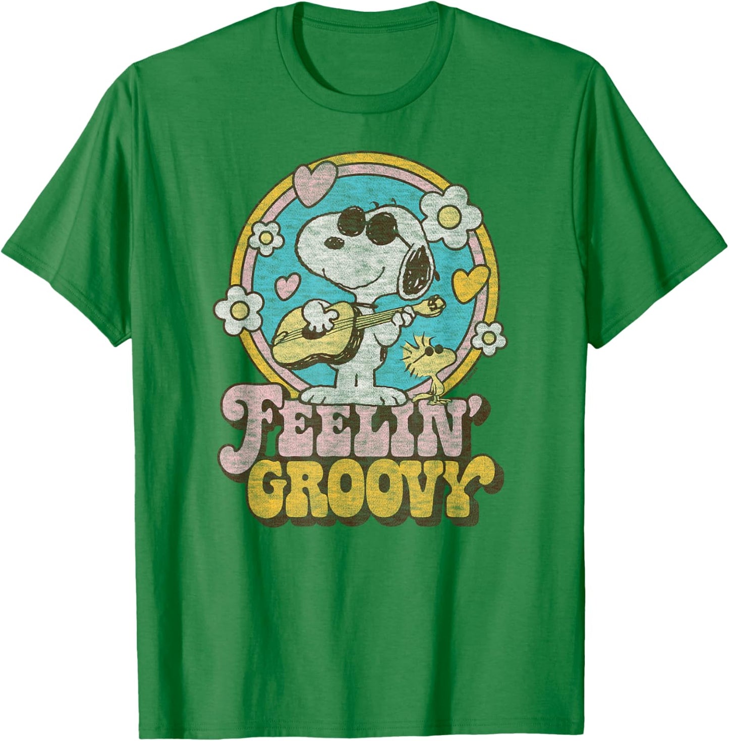 Peanuts - Feelin' Groovy Snoopy and Woodstock T-Shirt - T-Shirt | Irish Green