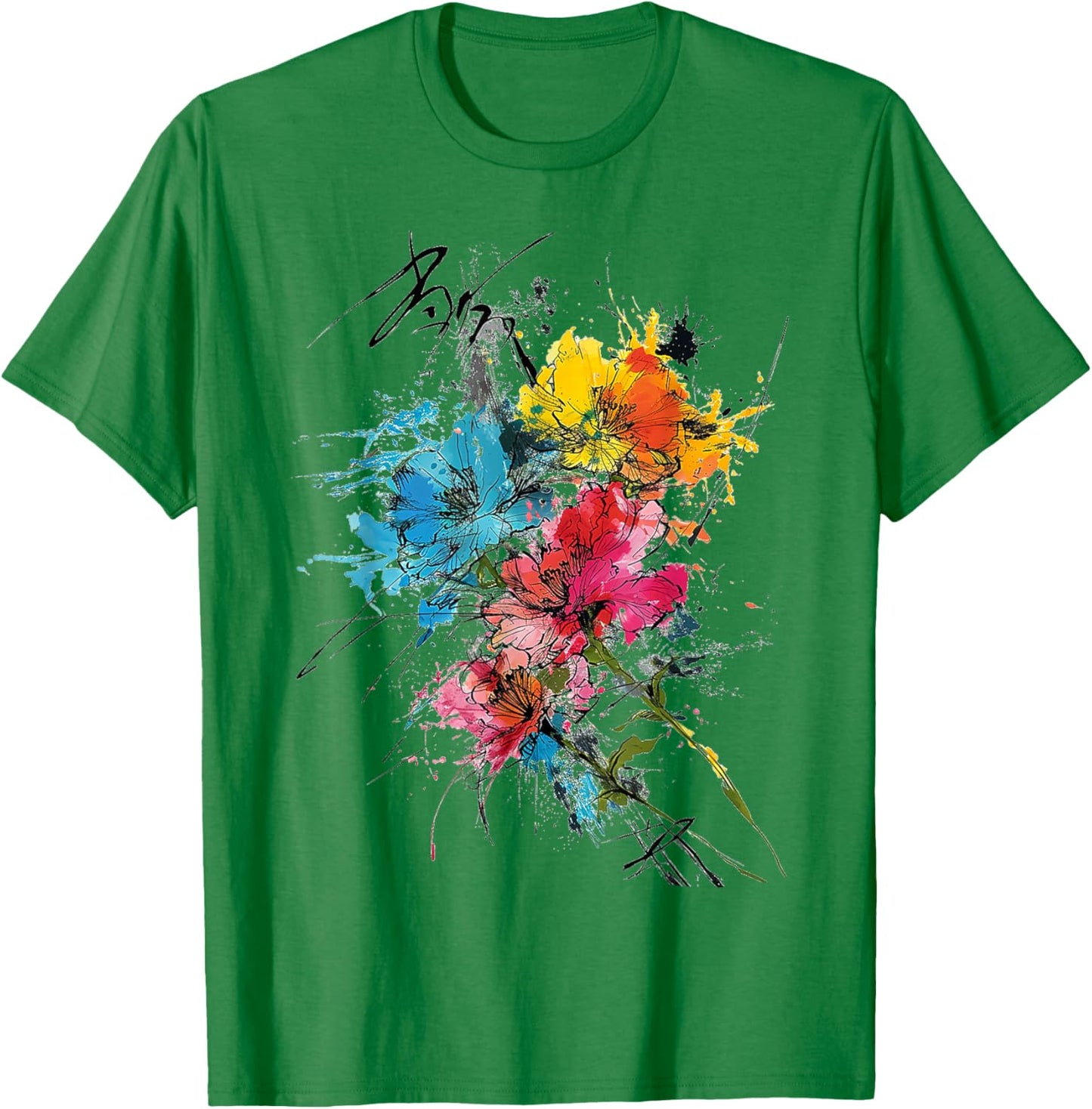 Flower Colorful Art Drawing Abstract Graphic Flower T-Shirt - T-Shirt | Irish Green