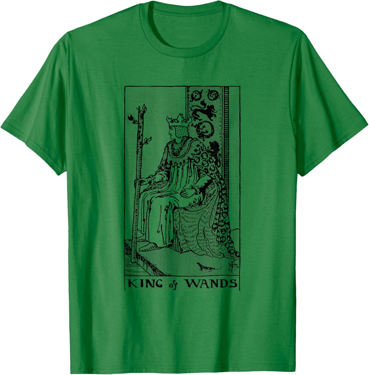 Vintage Tarot Card the Suit of Wands King T-Shirt - T-Shirt | Irish Green