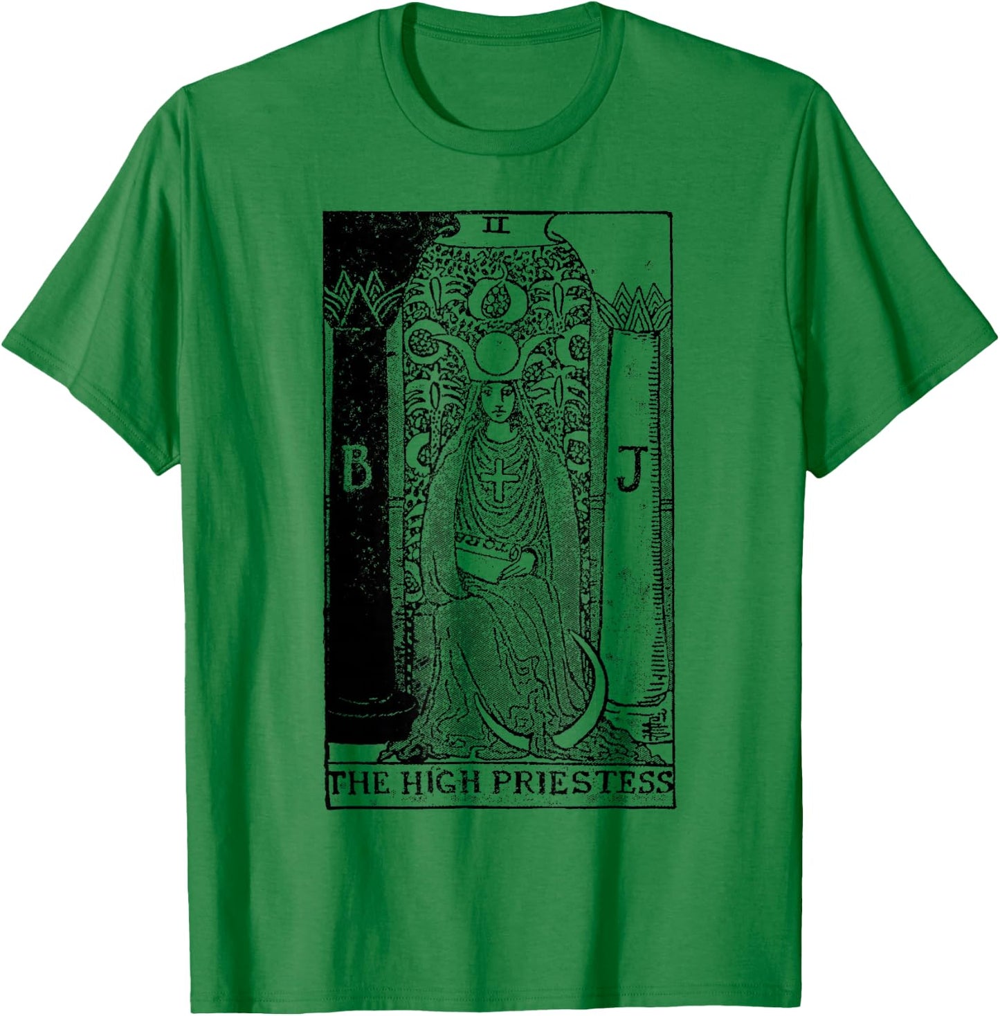 Vintage High Priestess Tarot Card T-Shirt - T-Shirt | Irish Green