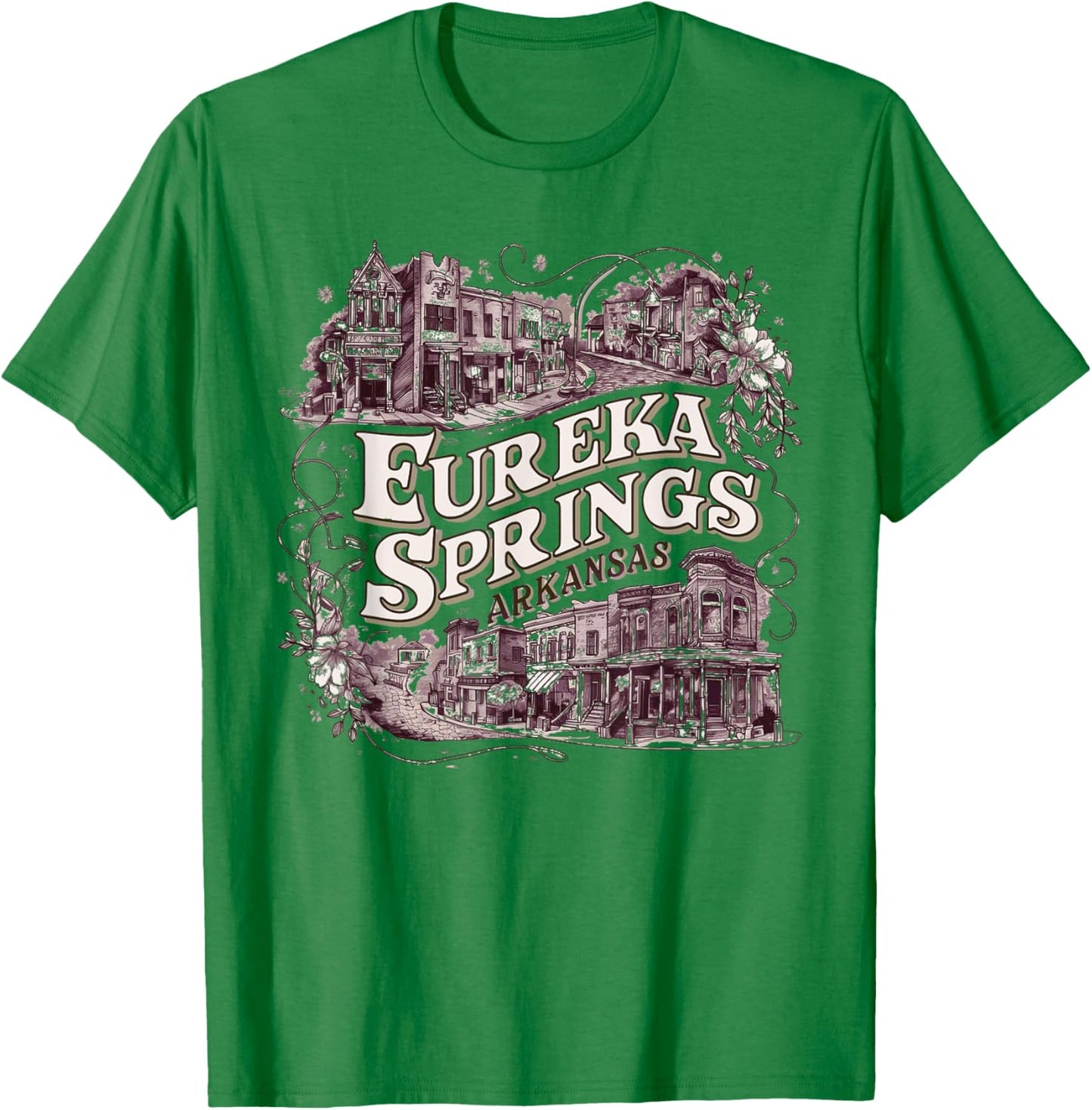 Eureka Springs Arkansas Vintage Travel Town T-Shirt - T-Shirt | Irish Green
