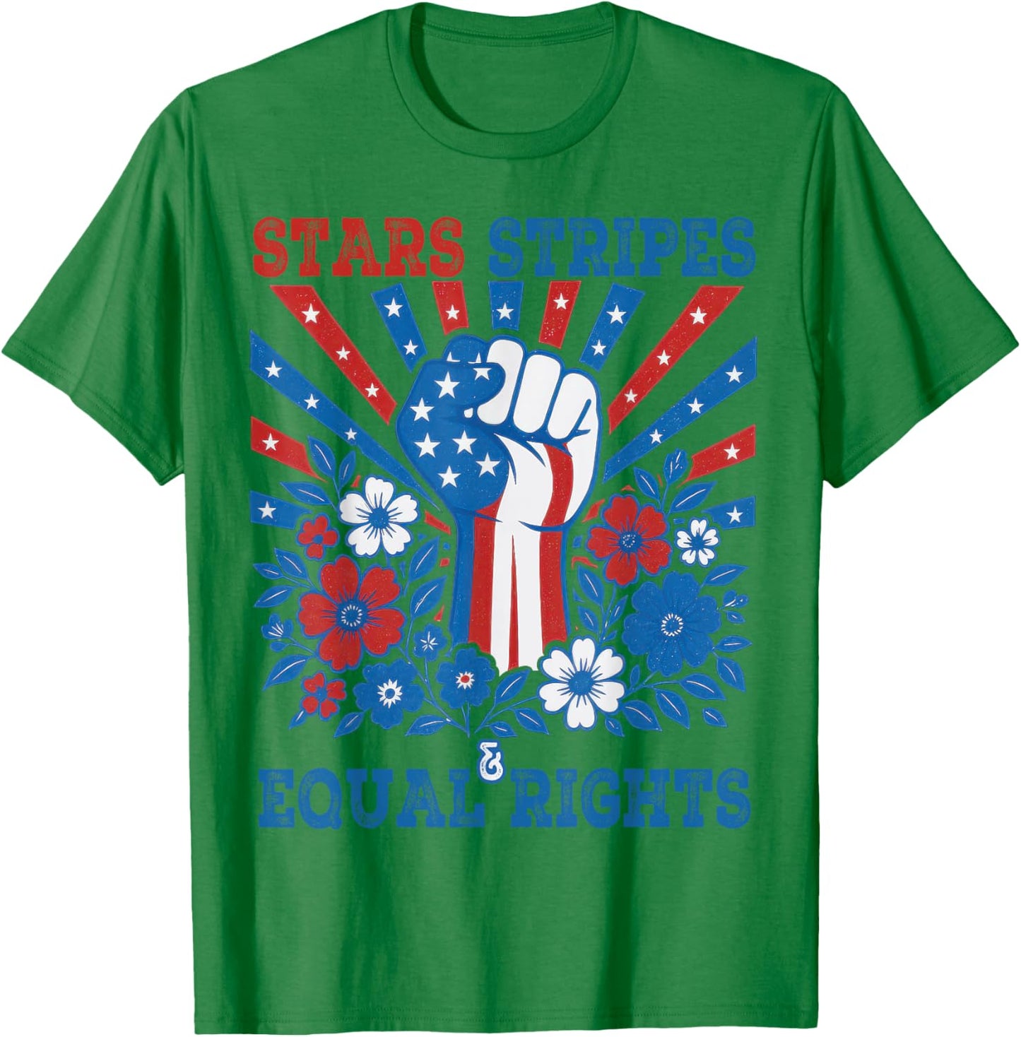 Stars Stripes And Equal Rights 4th July Patriotic Activist T-Shirt - T-Shirt | Irish Green