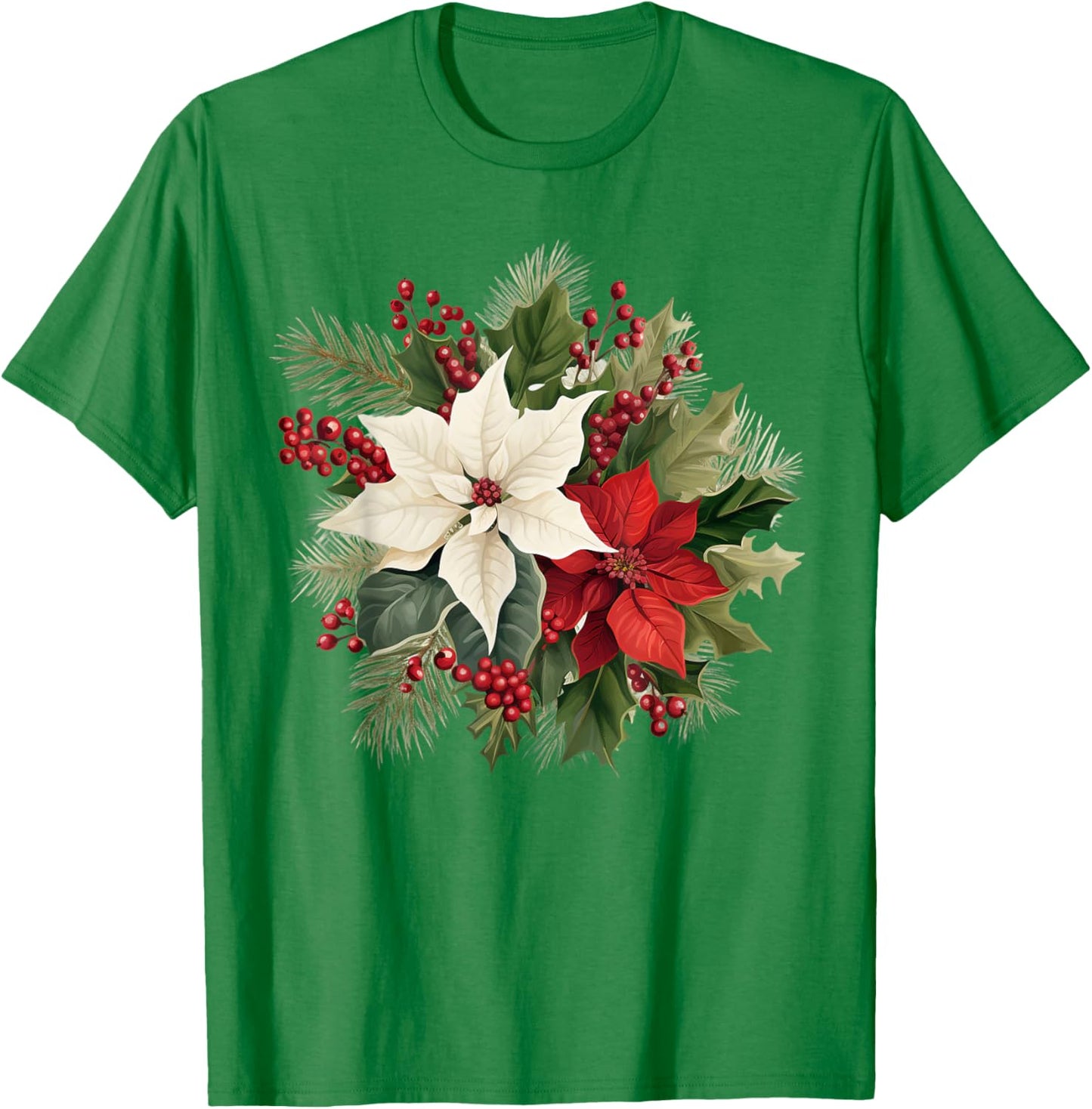 Poinsettia Christmas Flower T-Shirt - T-Shirt | Irish Green