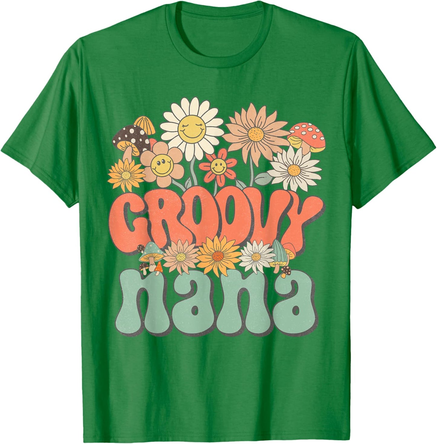 Groovy Nana Floral Hippie Retro Daisy Flower Mother's Day T-Shirt - T-Shirt | Irish Green