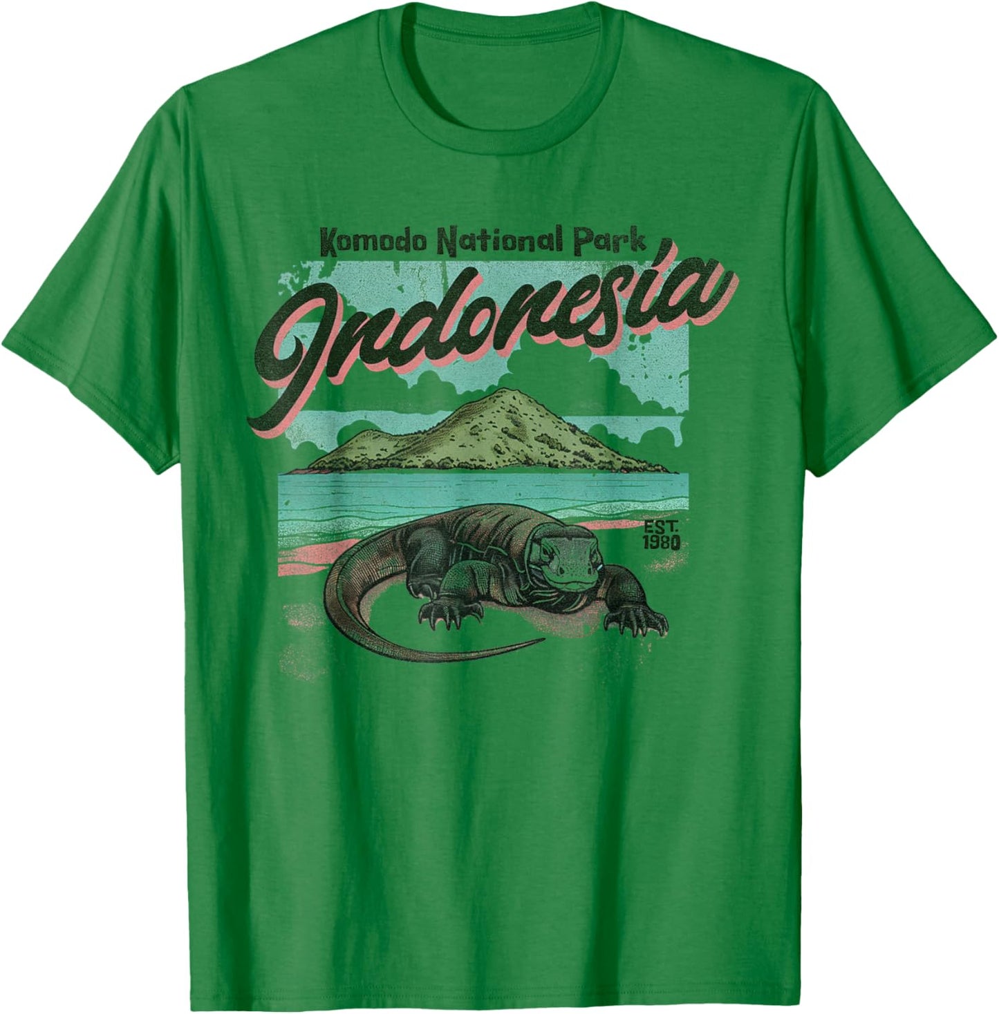 Komodo National Park Indonesia Est 1980 Komodo Dragon T-Shirt - T-Shirt | Irish Green