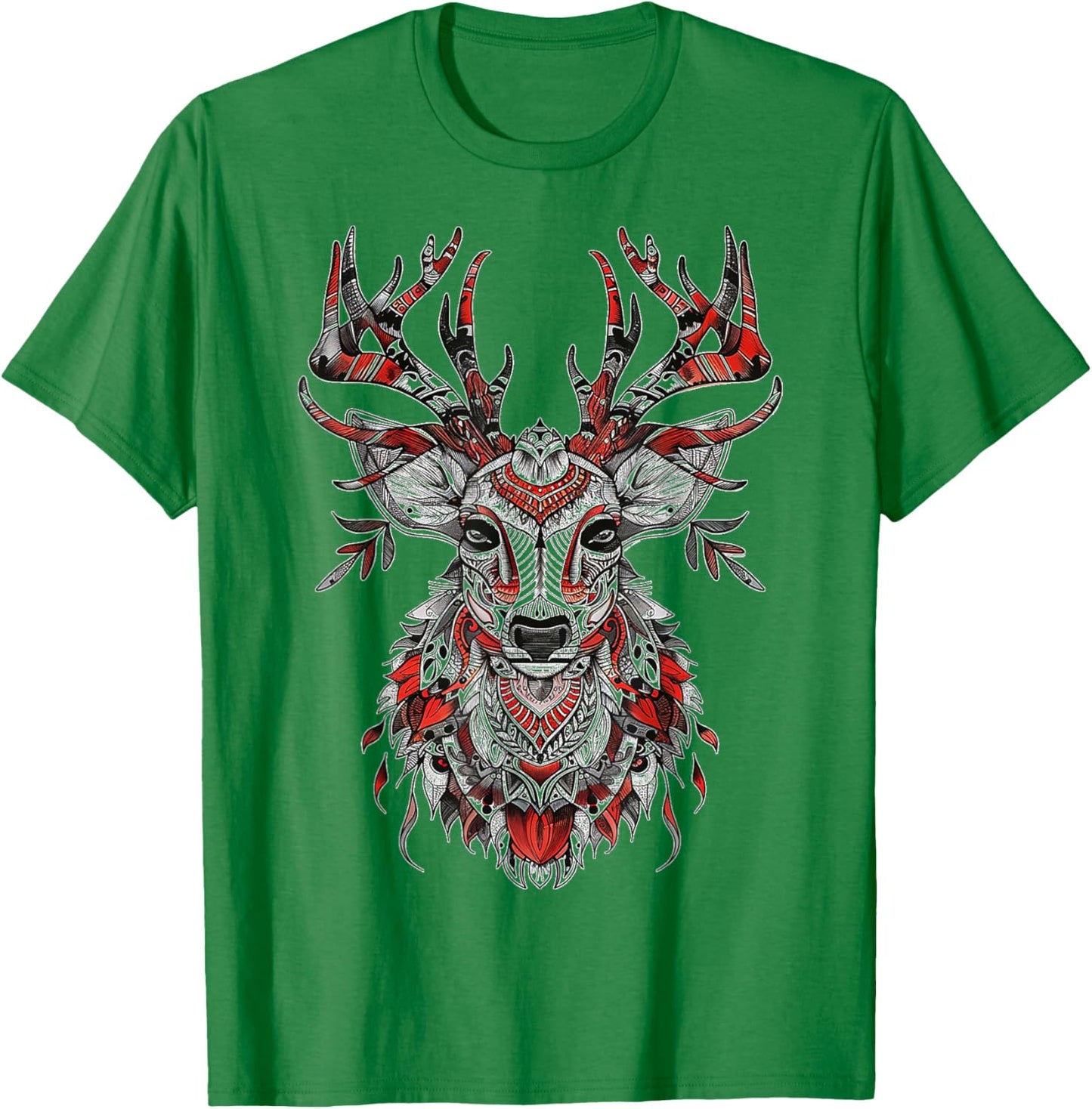 Reindeer Motif Illustration Reindeer T-Shirt - T-Shirt | Irish Green