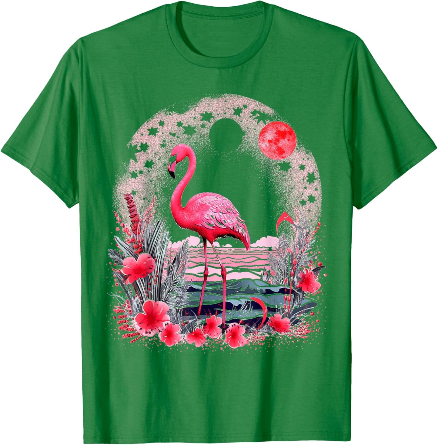 Flamingo Abstract Art Animal Nature Graphic Flamingo T-Shirt - T-Shirt | Irish Green