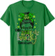 Shamrock One Lucky Lunch Lady Messy Bun Funny St Patrick Day T-Shirt - T-Shirt | Irish Green