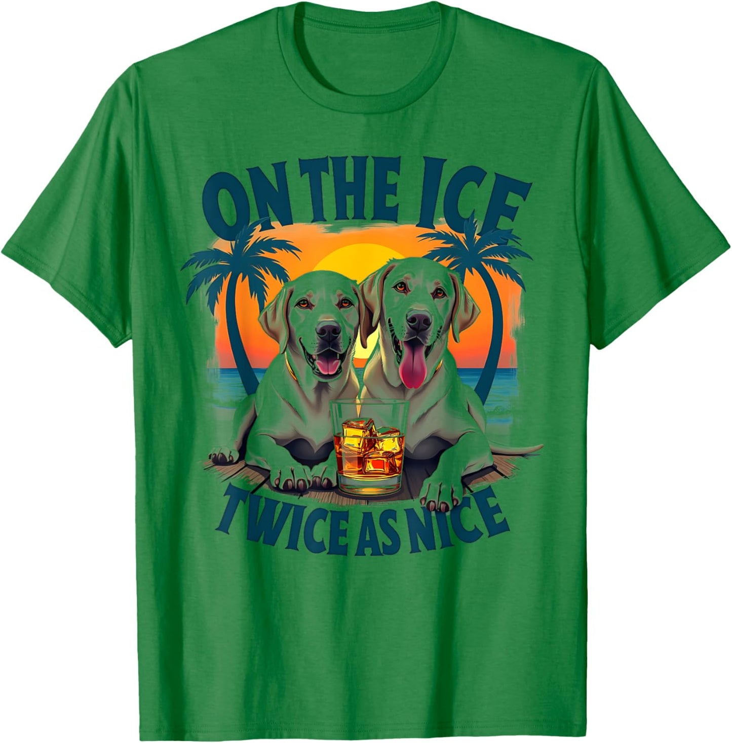 Labrador Retriever Dog Beach Vibes Tropical Sunset Design Women Kids T-Shirt - T-Shirt | Irish Green