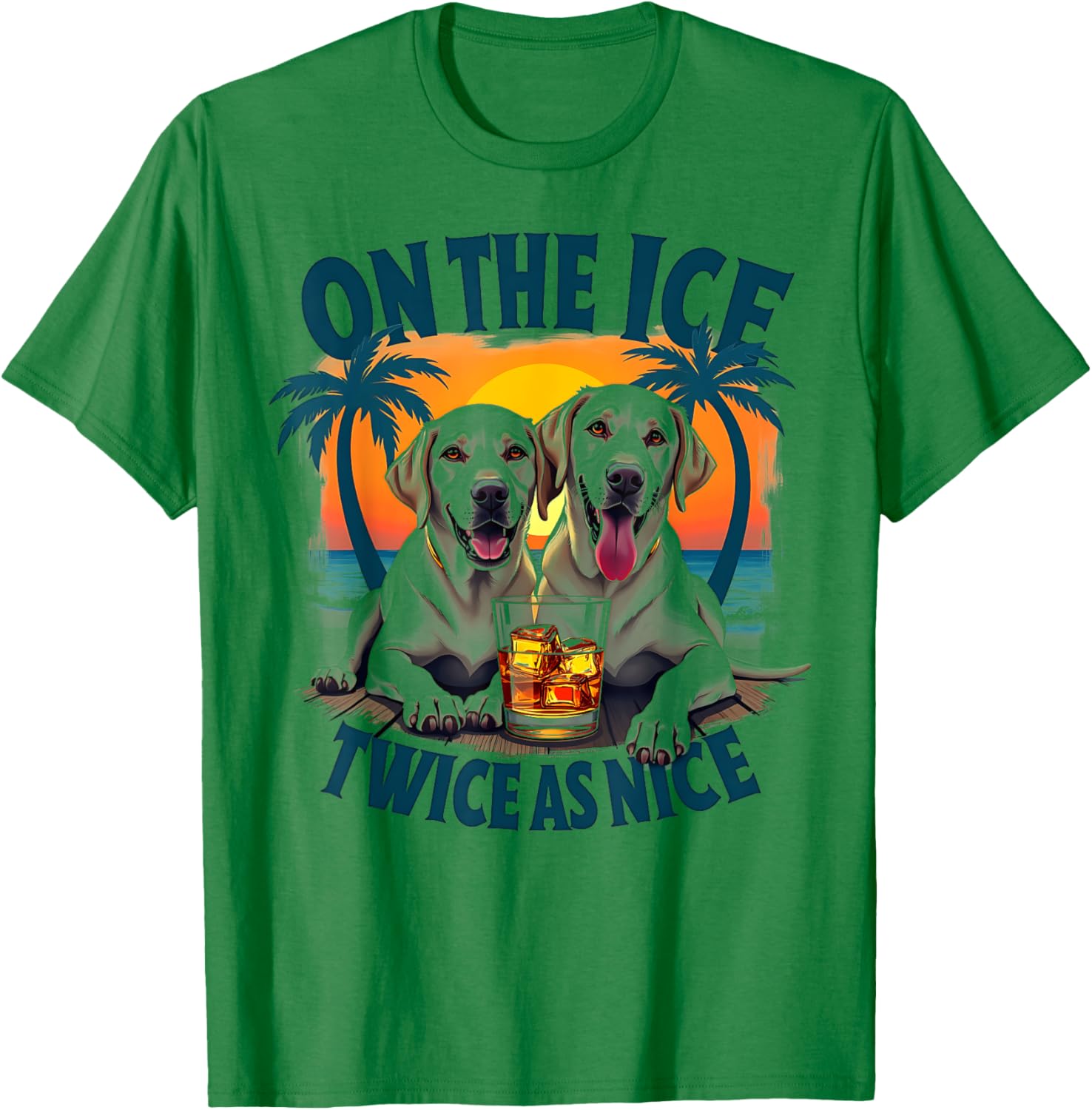 Labrador Retriever Dog Beach Vibes Tropical Sunset Design Women Kids T-Shirt - T-Shirt | Irish Green