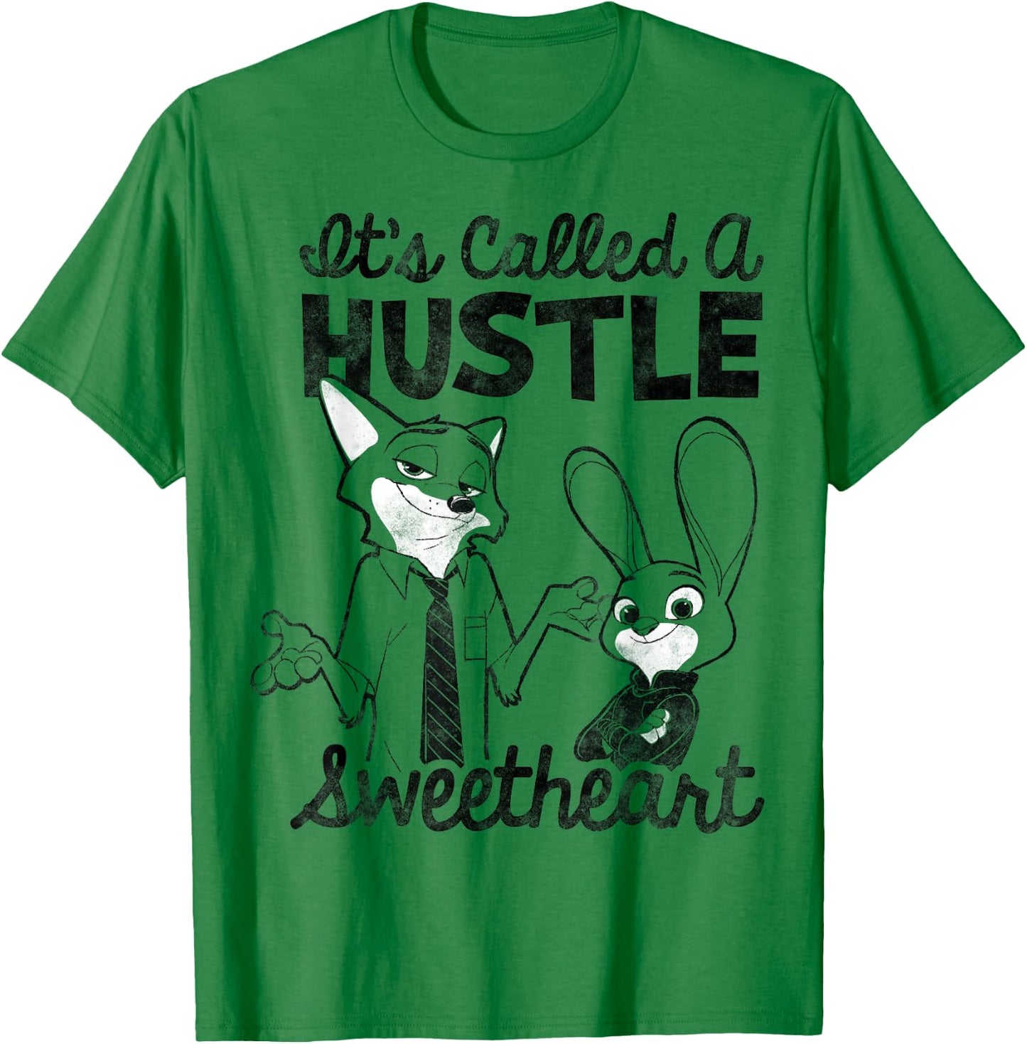 Disney Zootopia Nick & Judy It's Called A Hustle Sweetheart T-Shirt - T-Shirt | Irish Green