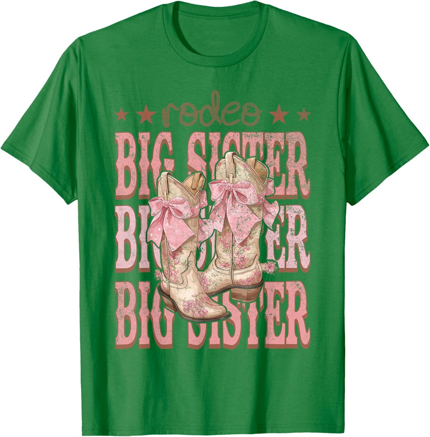 Rodeo Big Sister Pink Boots Coquette Cow-Girl Birthday Party T-Shirt - T-Shirt | Irish Green