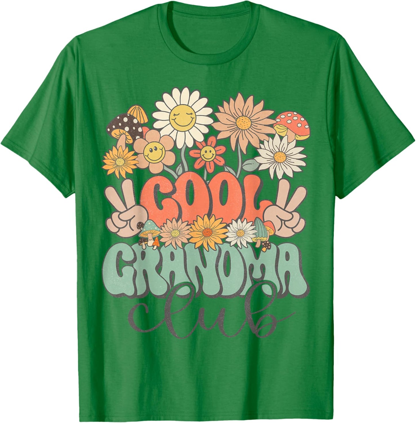Matching Family Cool Grandma Club Floral Hippie Groovy Retro T-Shirt - T-Shirt | Irish Green