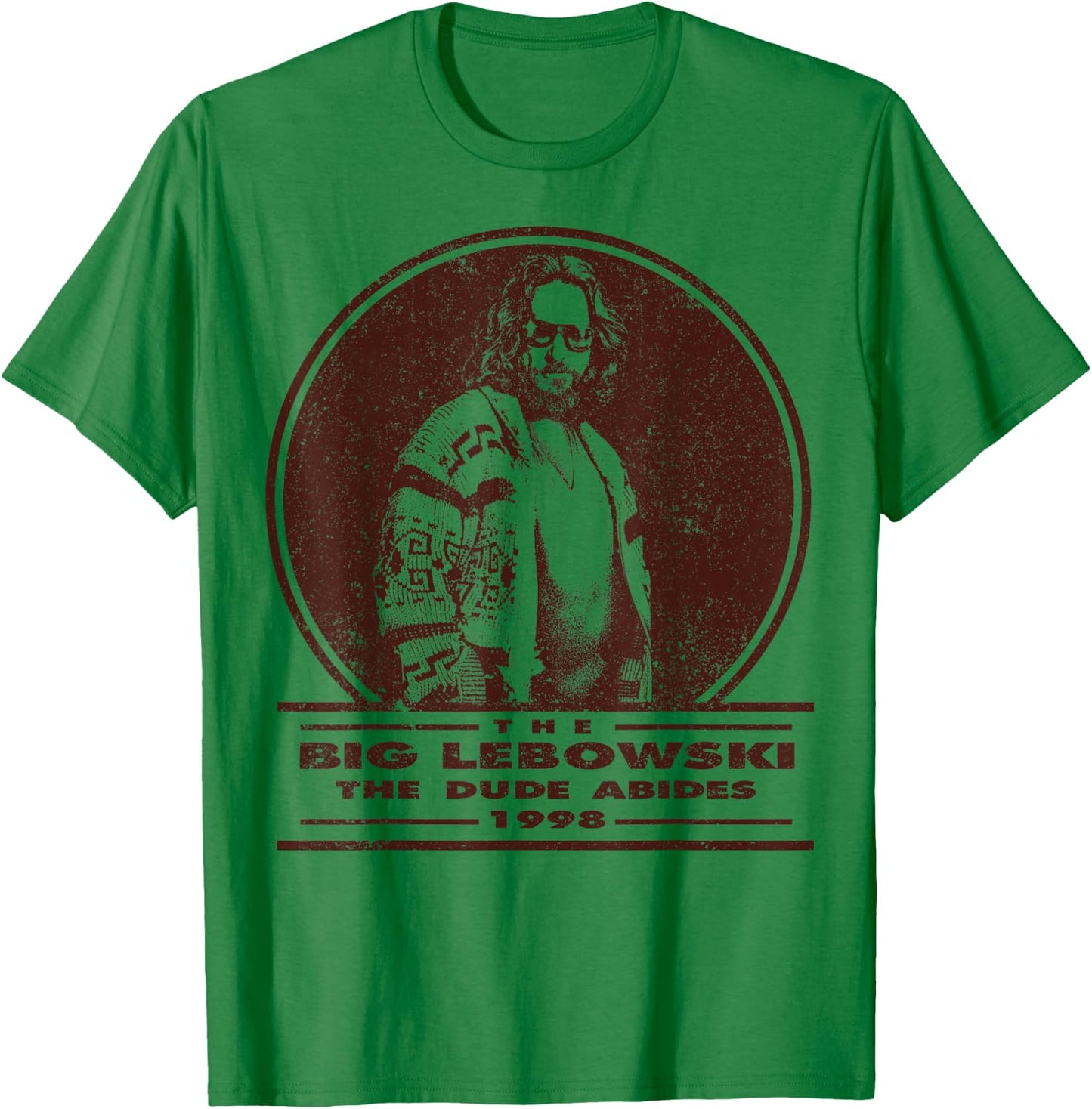 The Big Lebowski Distressed Dude Abides Stamp T-Shirt - T-Shirt | Irish Green