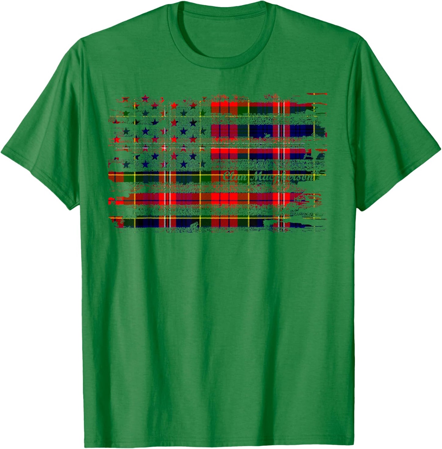 Macpherson surname American Flag Scottish Clan Tartan T-Shirt - T-Shirt | Irish Green