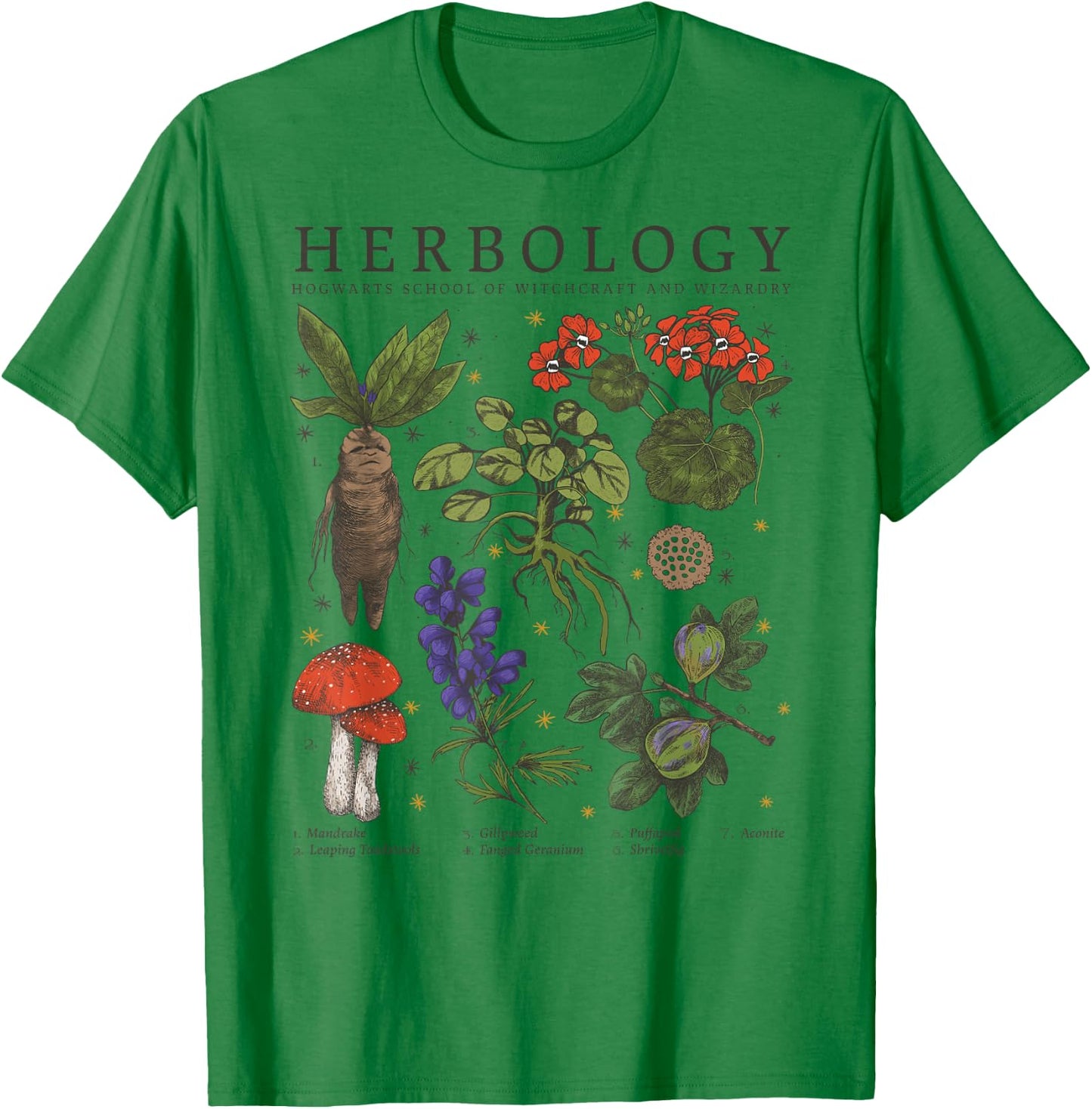 Harry Potter Herbology Plants Short Sleeve T-Shirt - T-Shirt | Irish Green