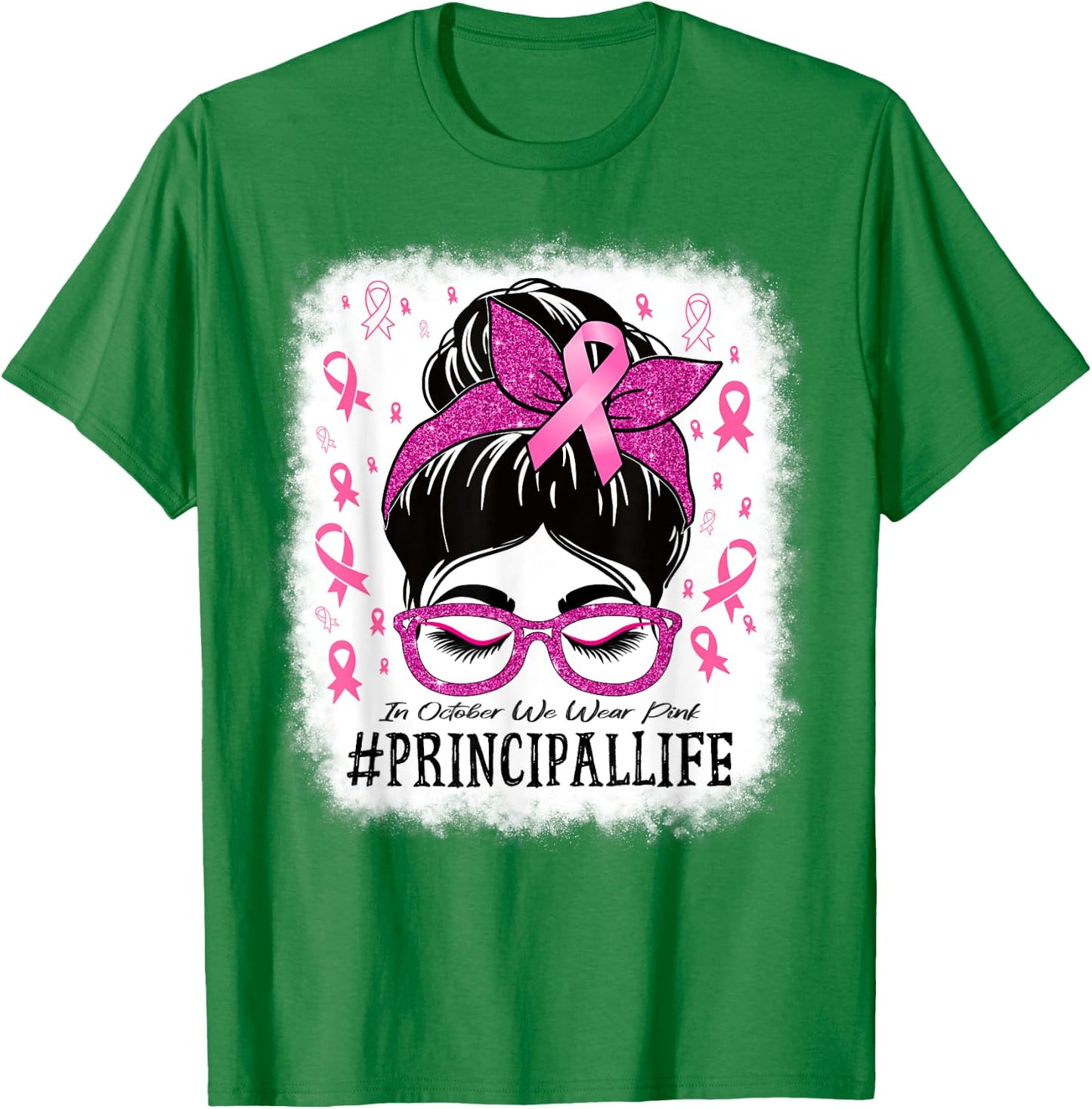 Principal In October We Wear Pink Breast Cancer Awareness T-Shirt - T-Shirt | Irish Green