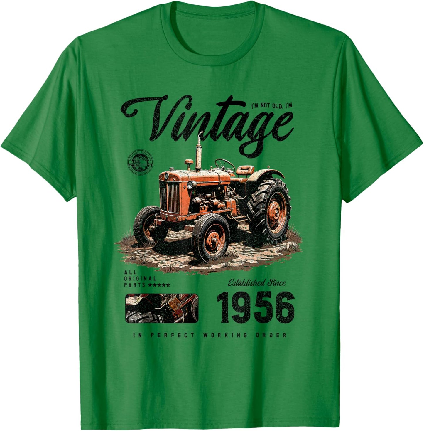 Anniversaire de l'agriculteur de tracteur vintage né en 1956 T-Shirt - T-Shirt | Irish Green