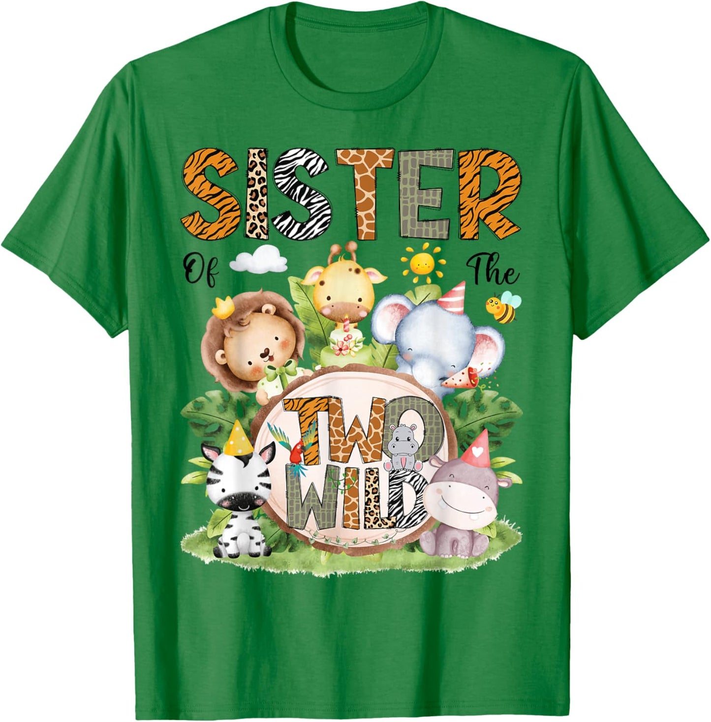 Sister of The Two Wild Safari Jungle 2nd Birthday Boy T-Shirt - T-Shirt | Irish Green