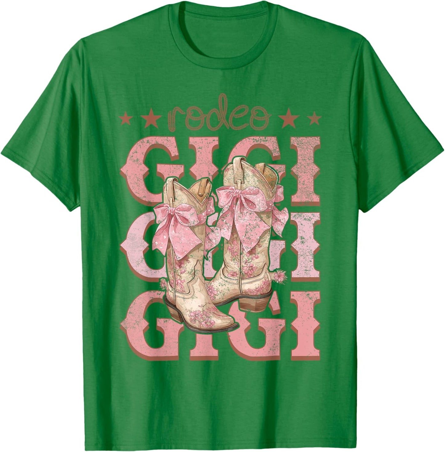 Rodeo Gigi Pink Boots Coquette Cow-Girl Birthday Party T-Shirt - T-Shirt | Irish Green
