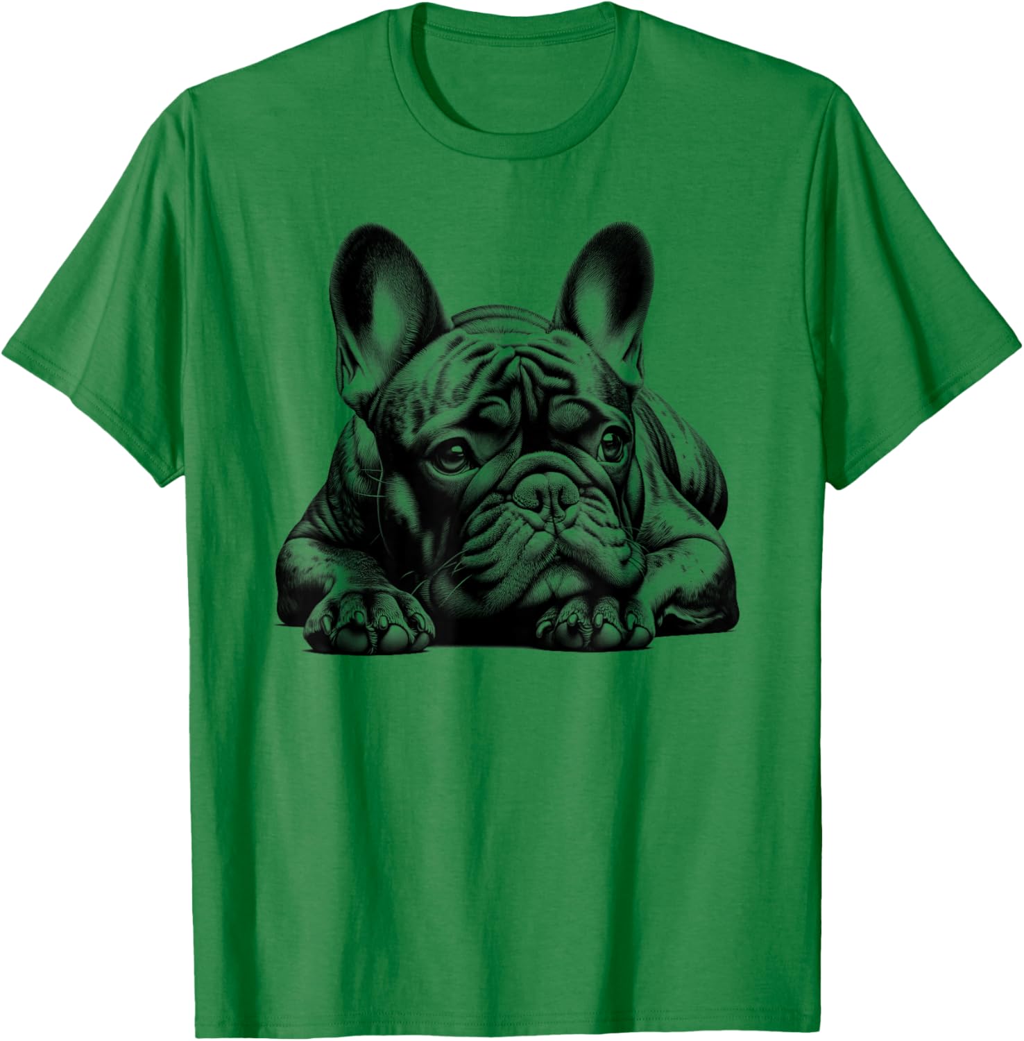 Dreamy French Bulldog in Lying Pose T-Shirt - T-Shirt | Irish Green