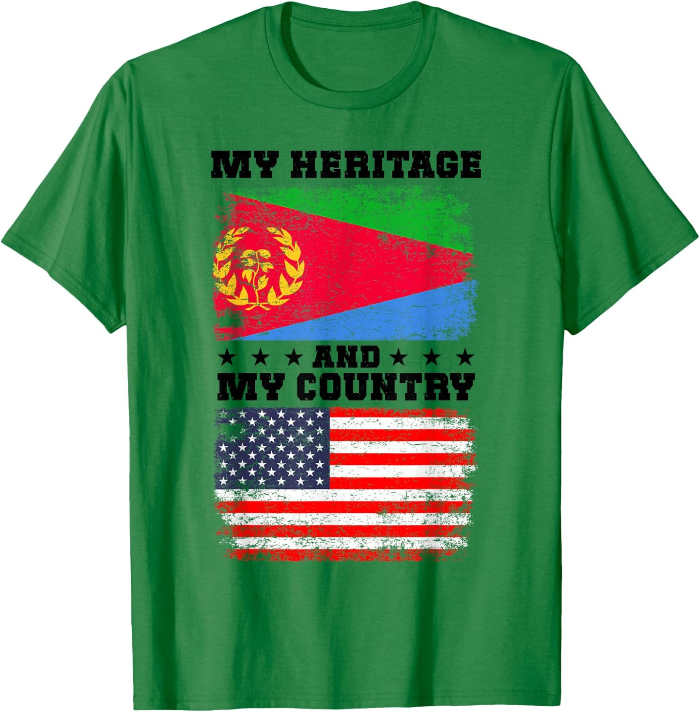 Eritrean Heritage Uniform American Outfit US Eritrea Flag T-Shirt - T-Shirt | Irish Green
