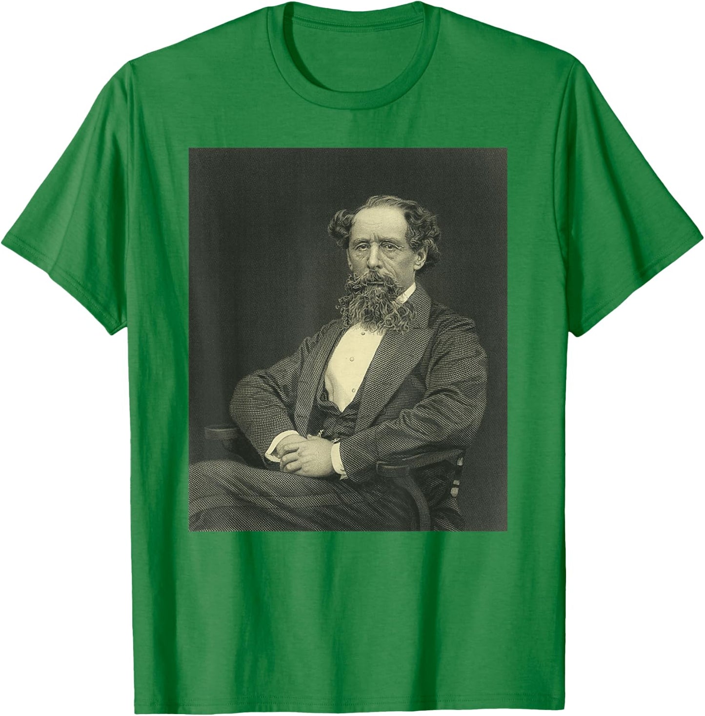 Vintage Portrait Retro Charles Dickens T-Shirt - T-Shirt | Irish Green