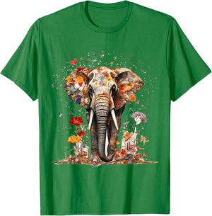 Elephant Butterfly Abstract Nature Animal Art Elephant T-Shirt - T-Shirt | Irish Green