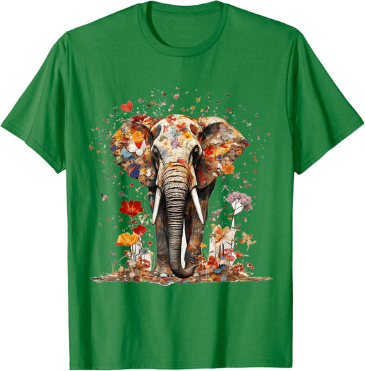 Elephant Butterfly Abstract Nature Animal Art Elephant T-Shirt - T-Shirt | Irish Green